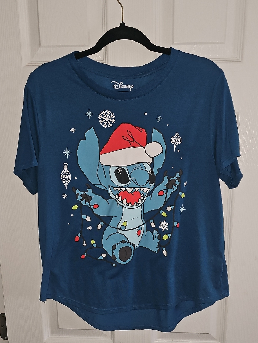 Disney Blue Stitch Santa Holiday Tee